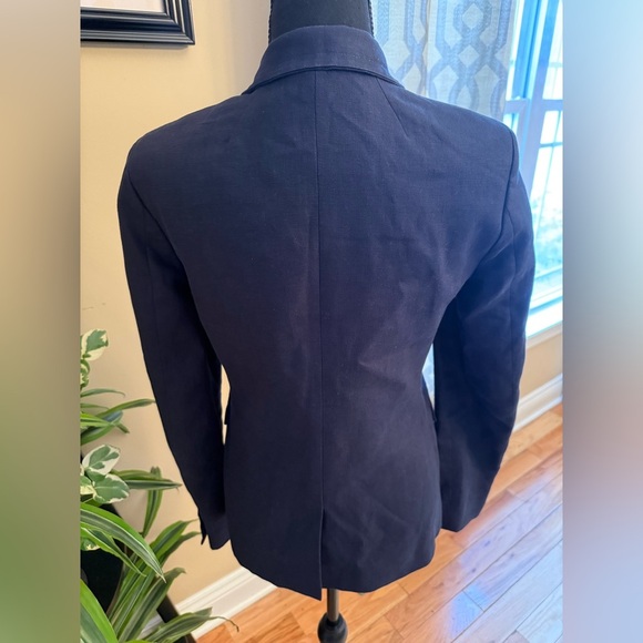 J Crew Solid Navy Blue 100% Linen Regent Blazer Suit Jacket Women’s Size 2 - Picture 6 of 16